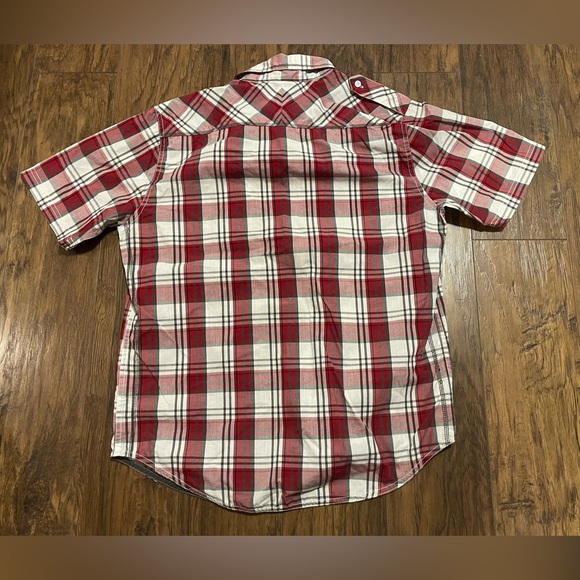 Fox racing casual button down short sleeve red plaid dress shirt Large motocross - Picture 6 of 6